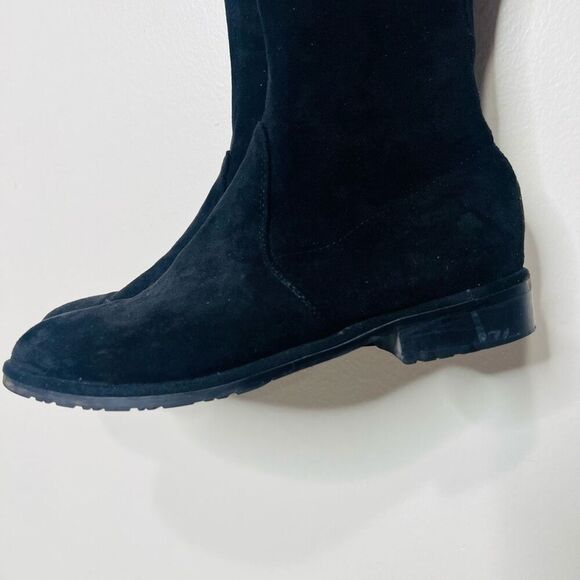 Stuart Weitzman Jocey Stretch Suede Black Tall Flat Boots Over the Knee Sz 8.5 - Picture 2 of 9